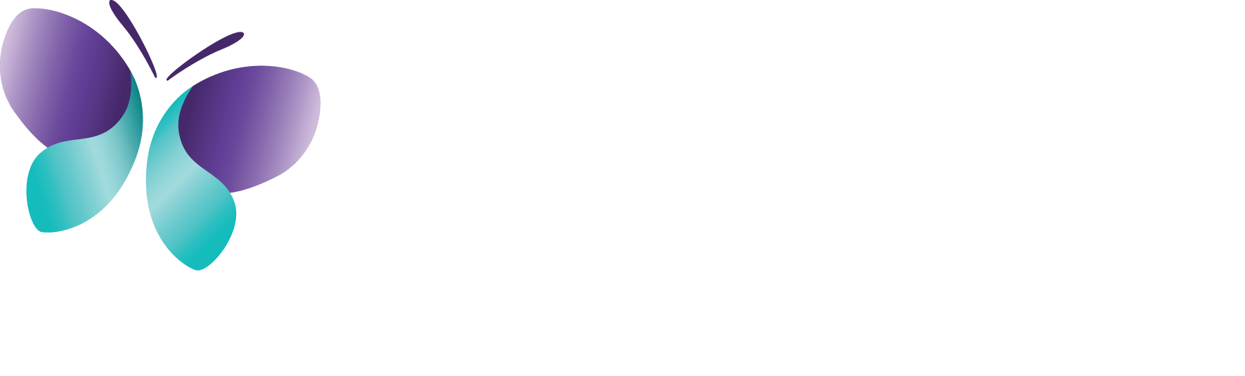 Pilipala-Care_Master-Logo_White_RGB Pilipala Logo; a green and purple butterfly